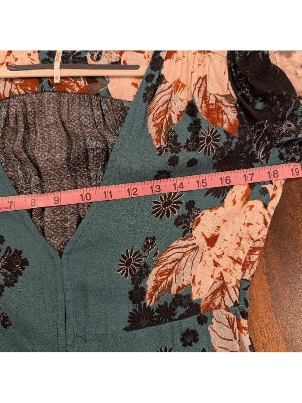 Free People Mikayla Floral Print Tunic Top Green XS - Picture 8 of 10